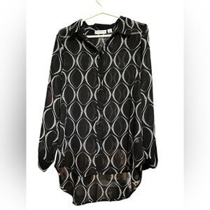 Susan Graver Patterned Sheer Blouse